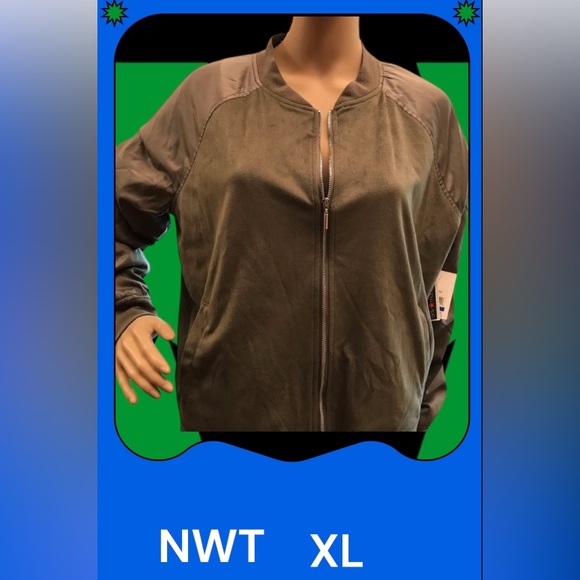 Kensie XL Olive Green Bomber Jacket NWT - Picture 2 of 12